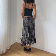 Vintage Cheetah Print Slinky Skirt (S)