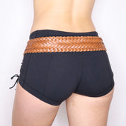 Y2K Braided Brown Leather Hip Belt (M)