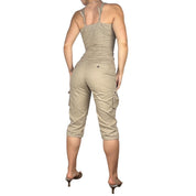 Y2K Khaki Cargo Jumpsuit (S)