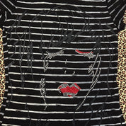 Euro Y2K Rhinestone Portrait Graphic Striped Baby Tee (S/M)
