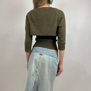 Vintage Olive Tank Top & Shrug Set (S)