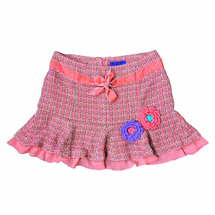 Y2K Upcycled Tweed Mini Skirt (M)