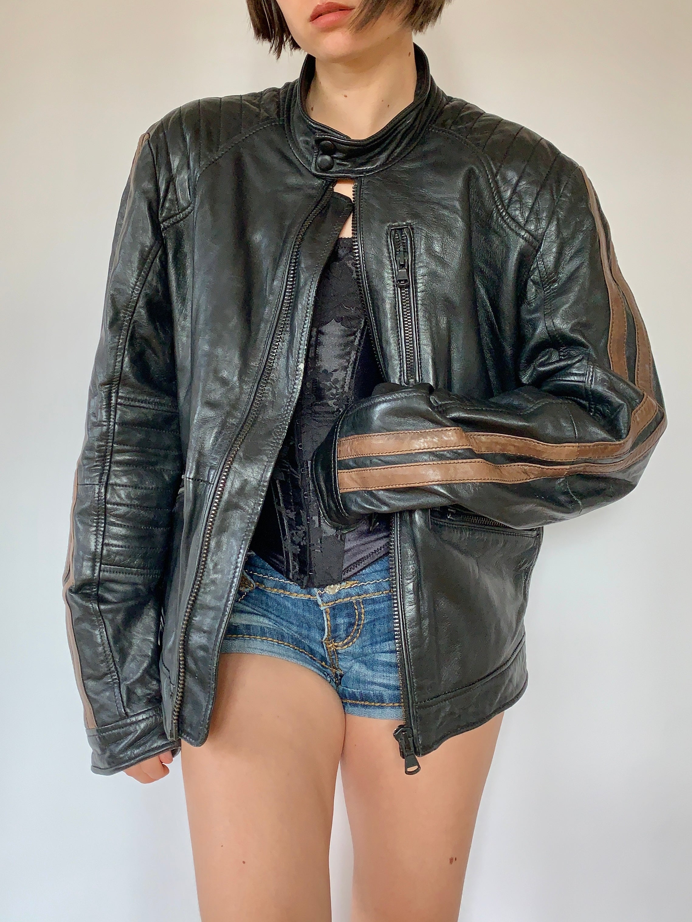 Leather Moto Jacket - Large