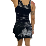 Vintage Save The Queen! Designer Striped Asymmetrical Mini Dress Long Top (S)
