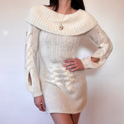 Y2K Cream Knit Mini Dress (S)