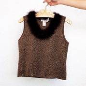 Vintage Sparkly Sleeveless Marabou Top (M)