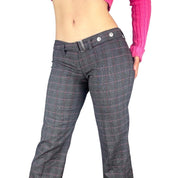 French Vintage Plaid Low Rise Flares (S)