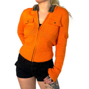 Orange Knit Sweater Jacket (M)