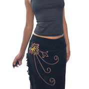 Vintage Italian Velvet Maxi Skirt (M)