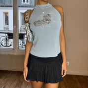 Vintage Silk Knit Top with Sequin (S)