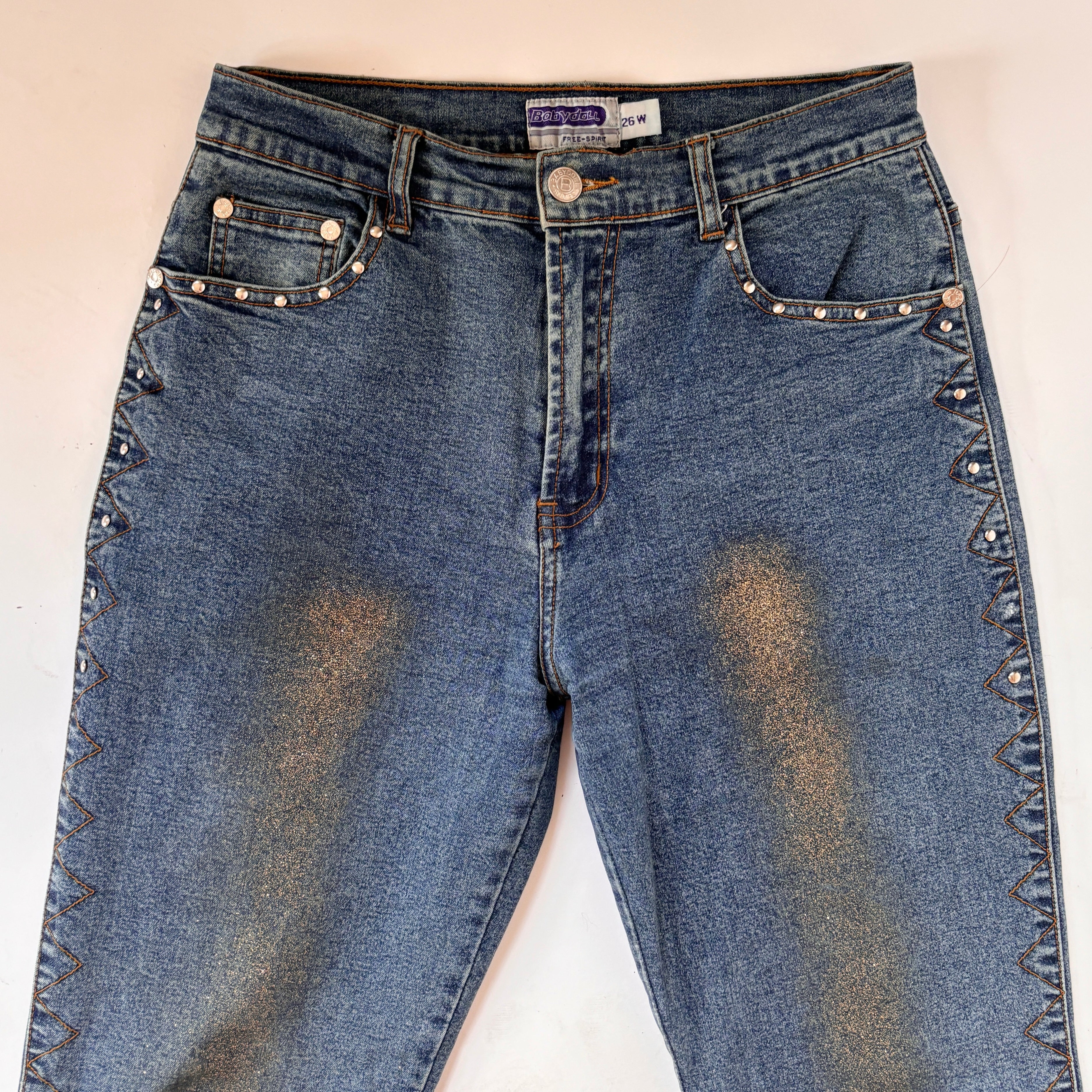 Y2K Glitter Flare Jeans (XS) – Holy Thrift