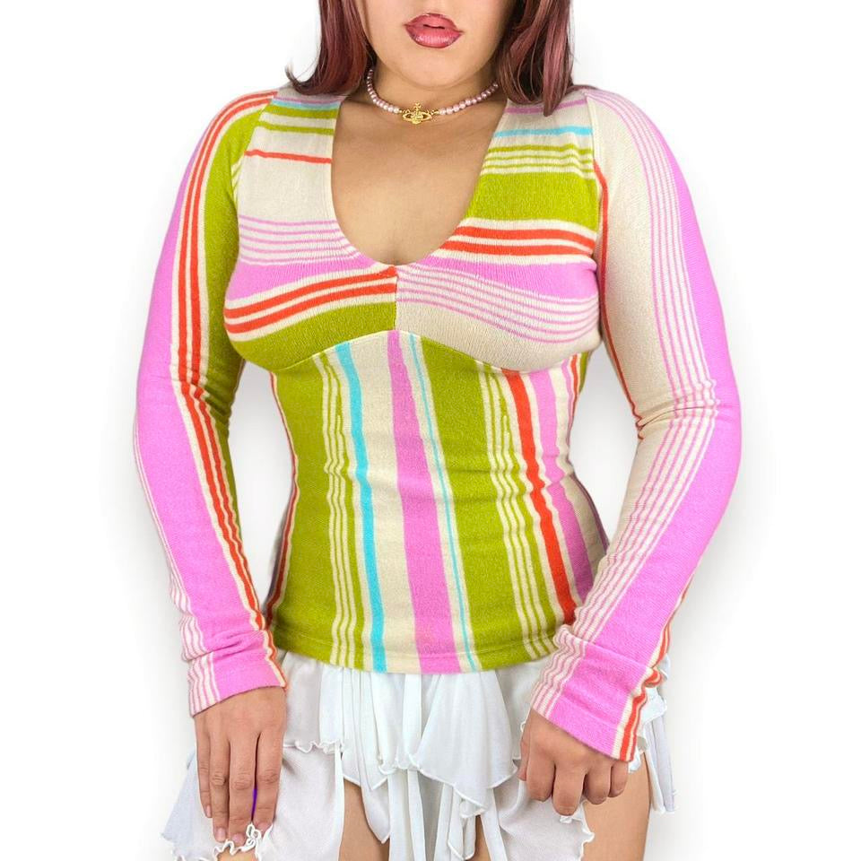 2000s Candy Striped Cashmere Sweater (S)