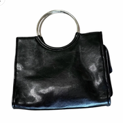 Black Leather Purse With Silver Handle