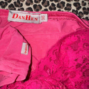 Euro Y2K Pink Lace Detail Halter Top (S)
