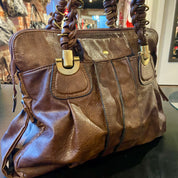 Brown leather hobo bag