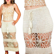 Handmade Crochet Cutout Maxi Skirt (S)