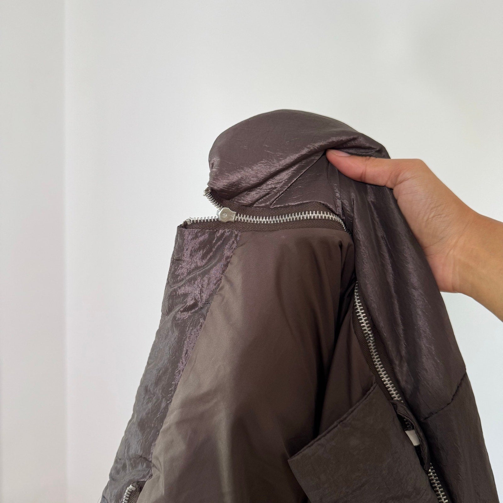 Euro vintage metallic taupe brown fitted jacket with high collar