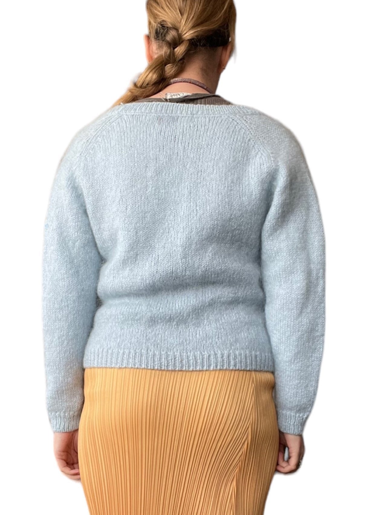 Vintage 1990s Baby Blue Mohair Cardigan (M)