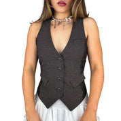 2000s Lace Trim Waistcoat Vest (M)