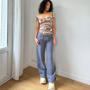 Vintage Italian Mesh Letter Print Top (XS/S)