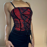 90s red & black mesh goth camisole (S)