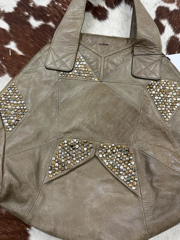 Vintage 2000s 90s Diesel Studded Leather Shoulder Bag