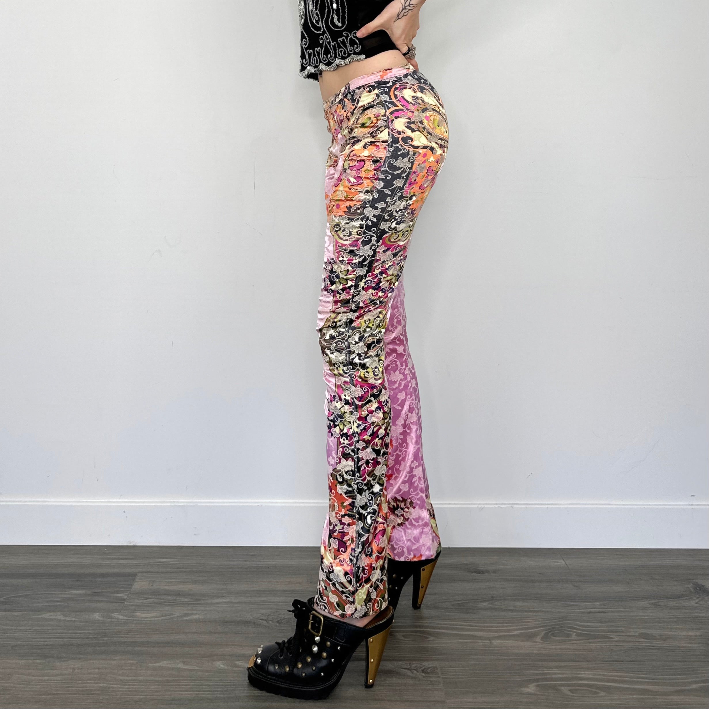 Satin Jacquard Printed Flares (XS)
