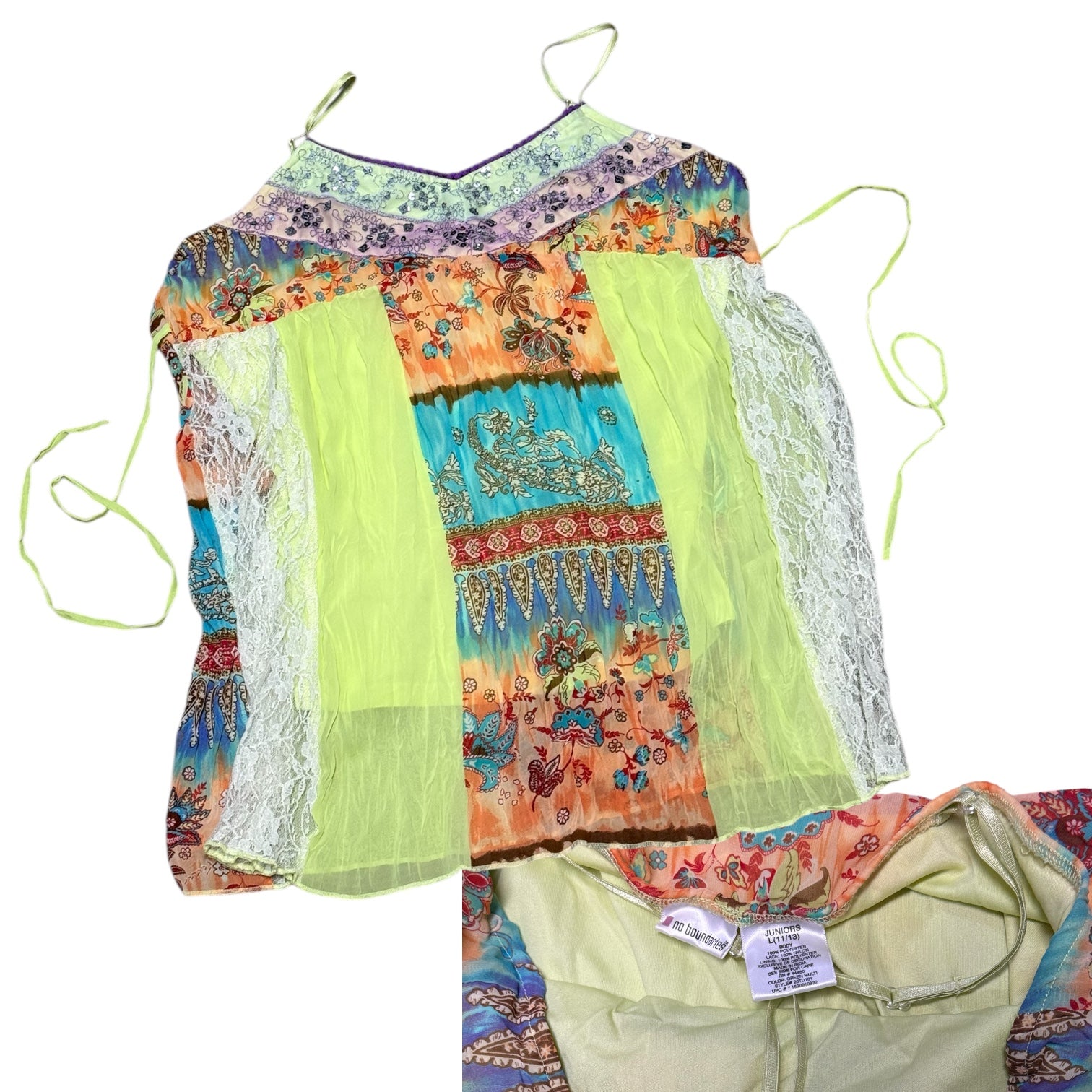 Y2K fairy boho tie back tank (L)