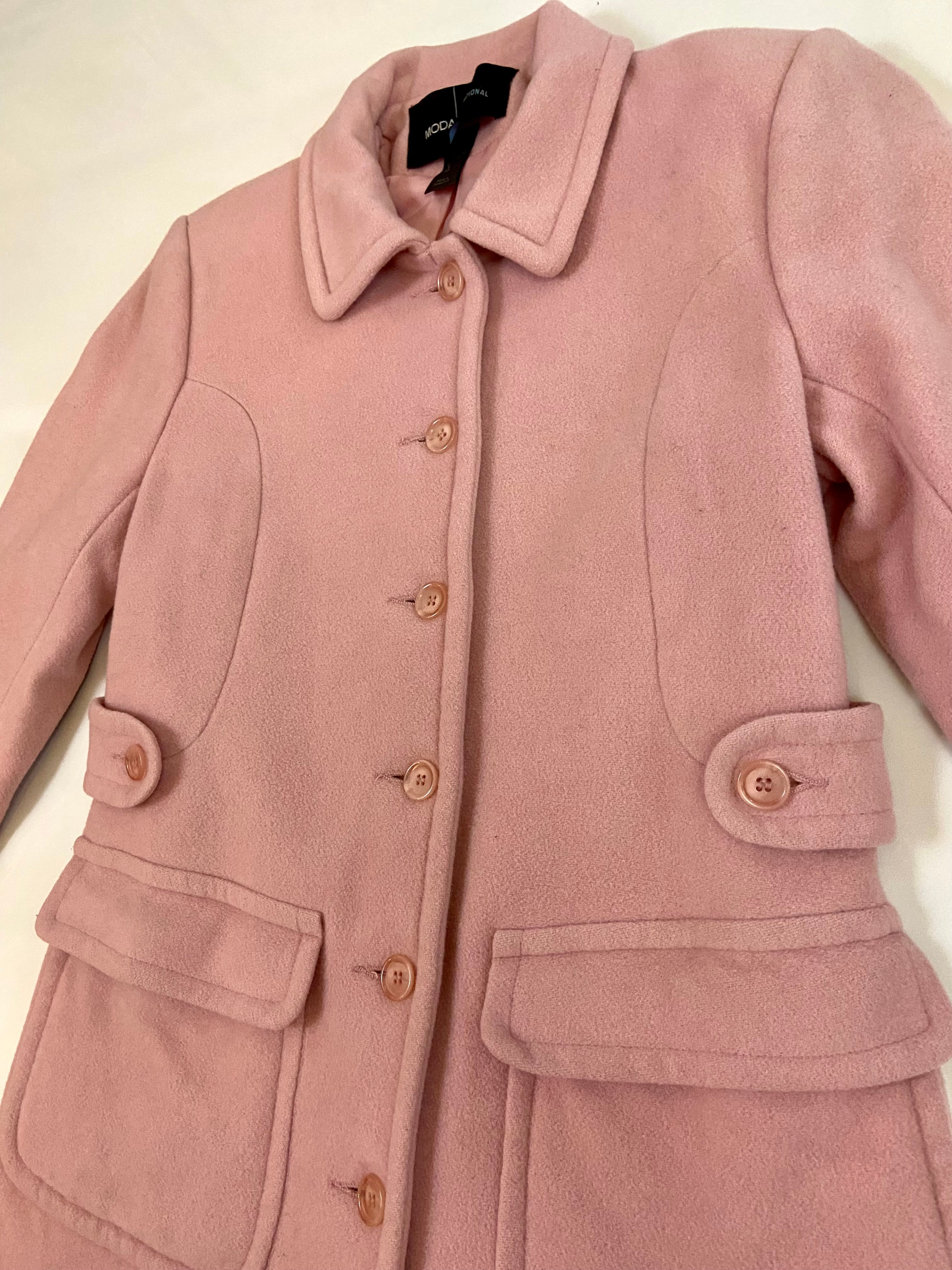Moda International 100% wool women's pink coat