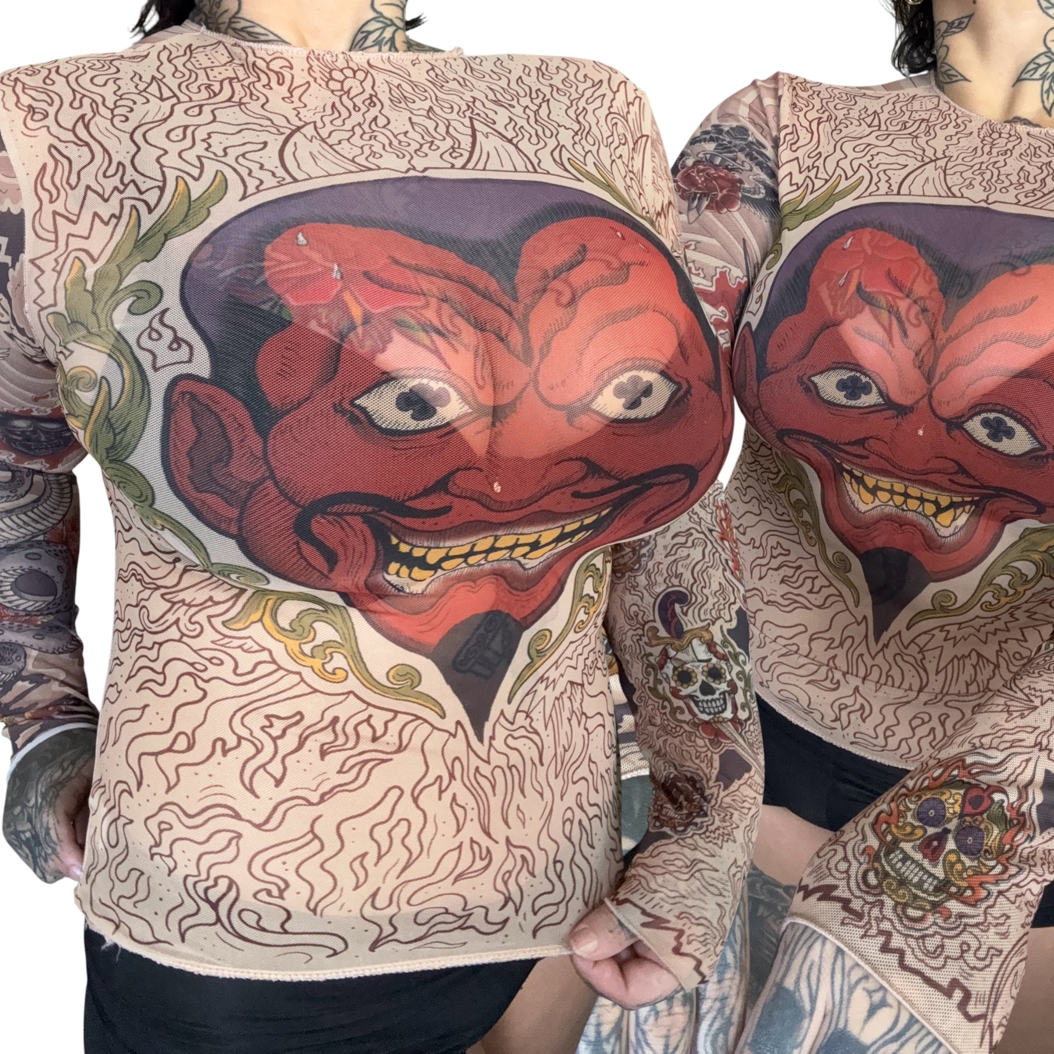 2009 Miami ink AOP mesh top (S/M)