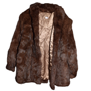 Genuine Rabbit Fur Brown Vintage Coat (XL)