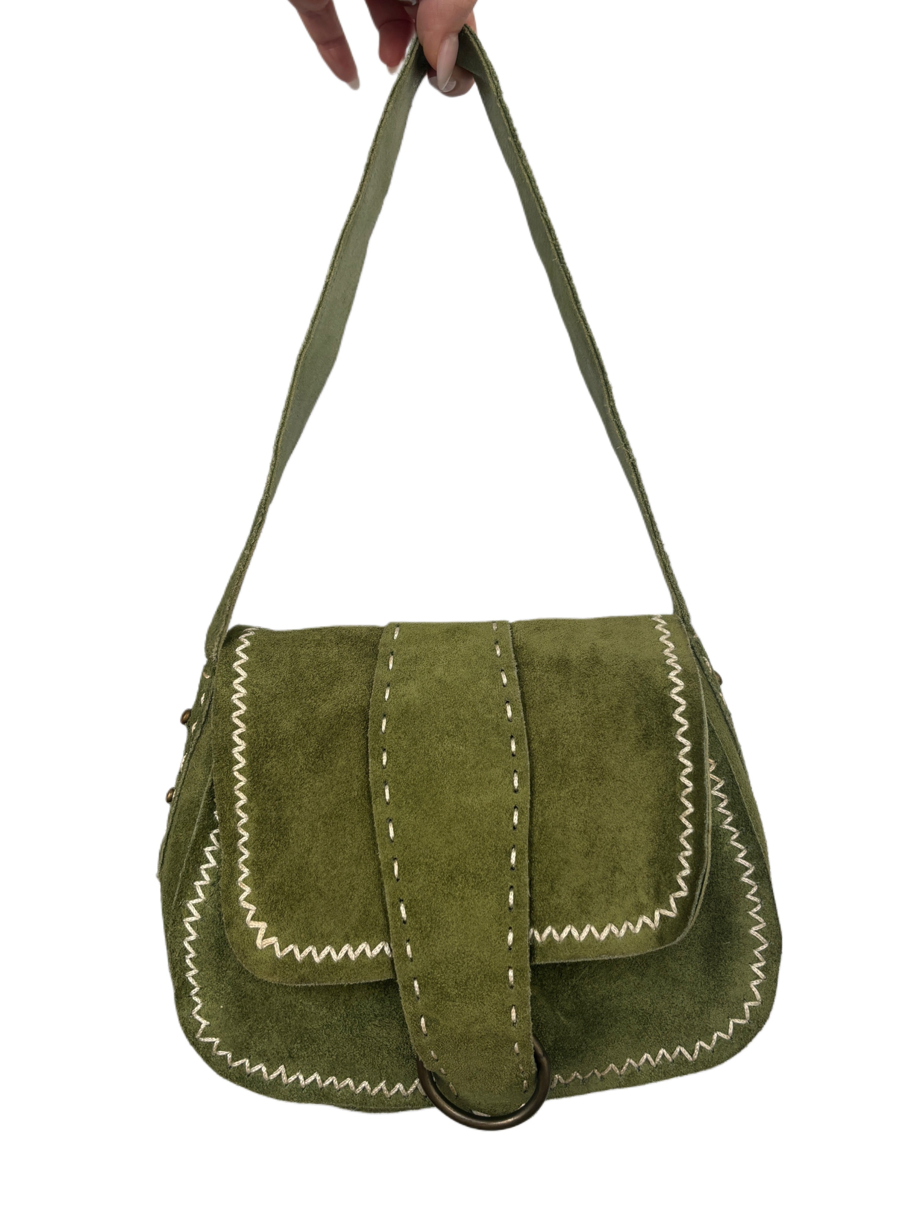 Vintage Suede Studded Shoulder Bag