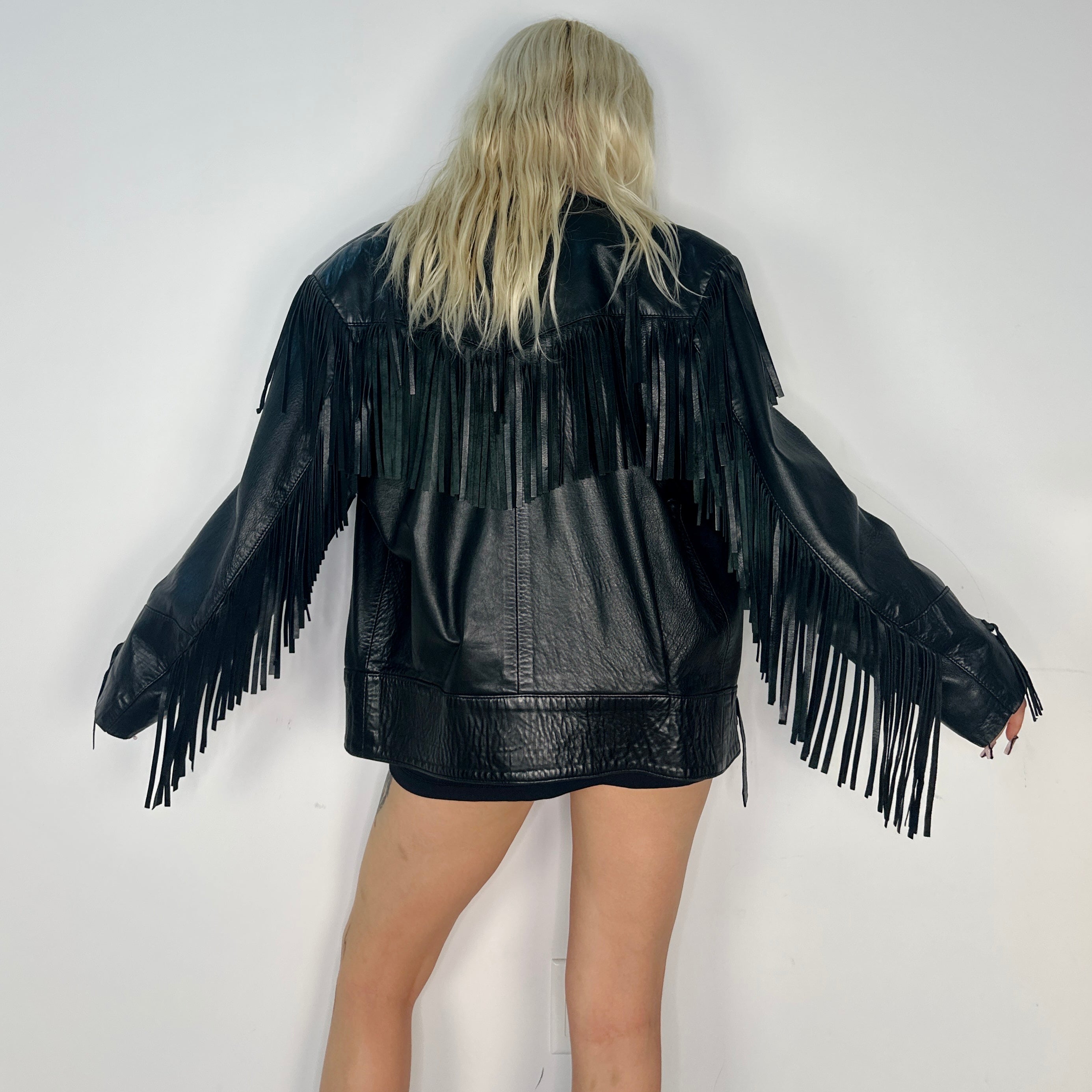 Vintage Fringe Leather Jacket (Medium)