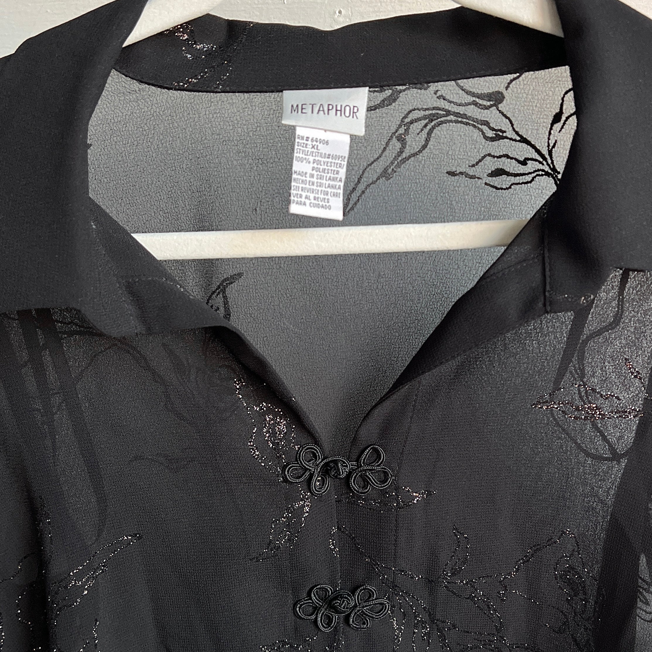 Y2K sheer glitter witchy button up - XL