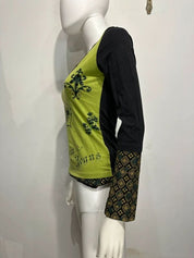 90s vintage graphic print long sleeve top (s)