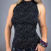 90s Polka Dot Swirl High Neck Top (M/L)