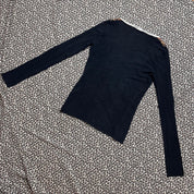 Fuzzi Textured Mesh Animal Print Detail Long Sleeve (L)