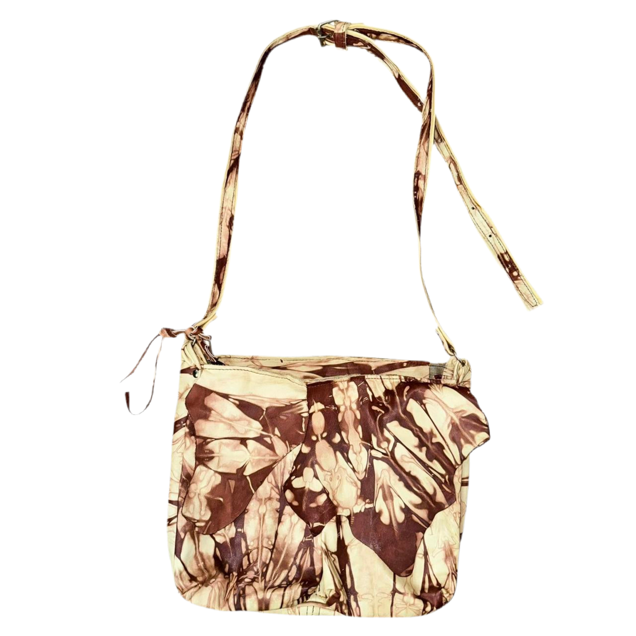 Marbled Raw Leather Satchel Bag
