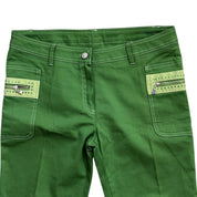Utility green low rise flare cargo pants (L)