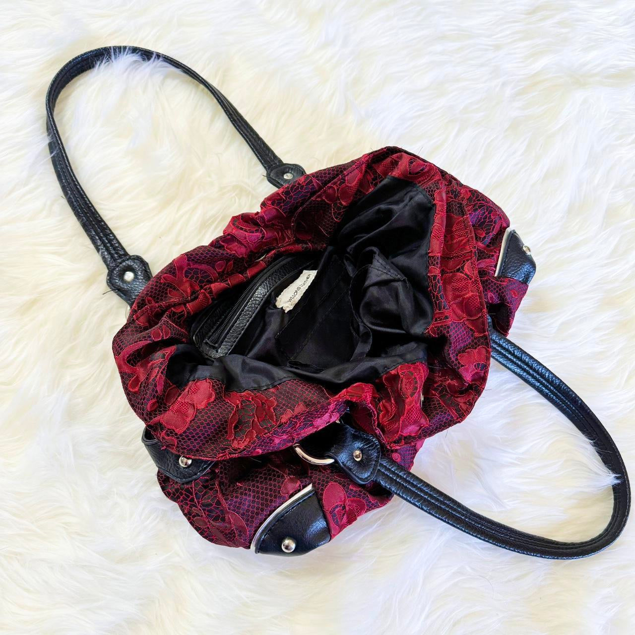 Y2K Leather & Lace Buckle Bag