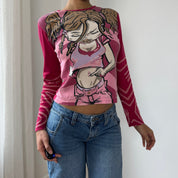 Rare French Y2K Girl Graphic Tee (S/M)