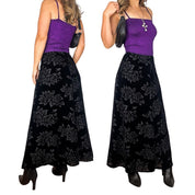 90s Burnout Velvet Rose Maxi Skirt (S)