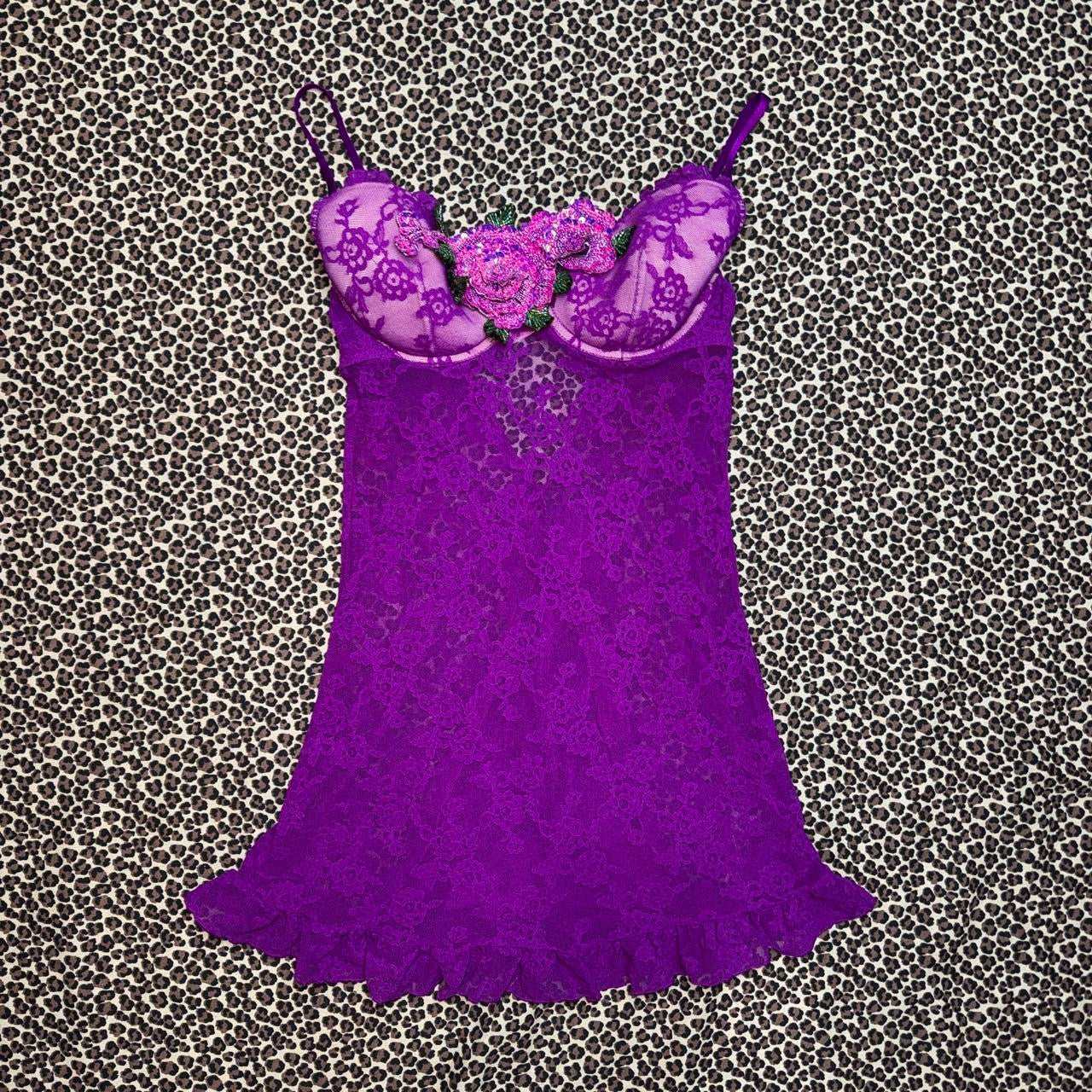 Victoria’s Secret Custom Embellished Purple Lace Slip (M)