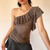 Y2K One Shouldered Ruffle Tank (XS/S)