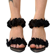 Italian Designer Leather Rosette Heels (8)