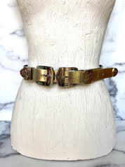 Double buckle gold belt