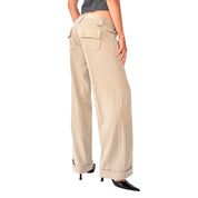 2000s Nude Pinstripe Trousers (S)