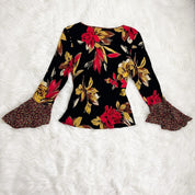 90s Floral Bell Sleeve Blouse (M)