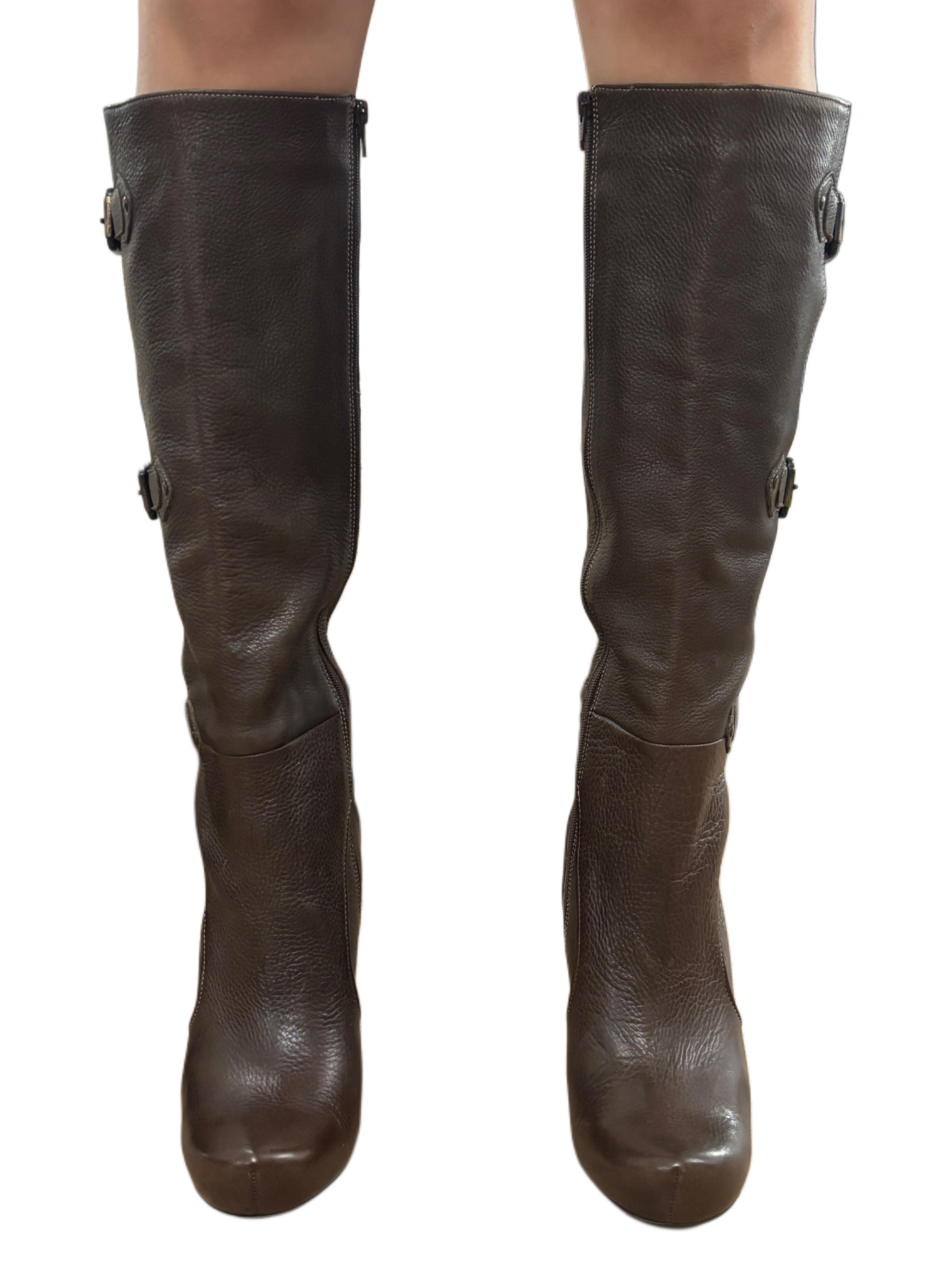 y2k leather buckle Via Spiga boots