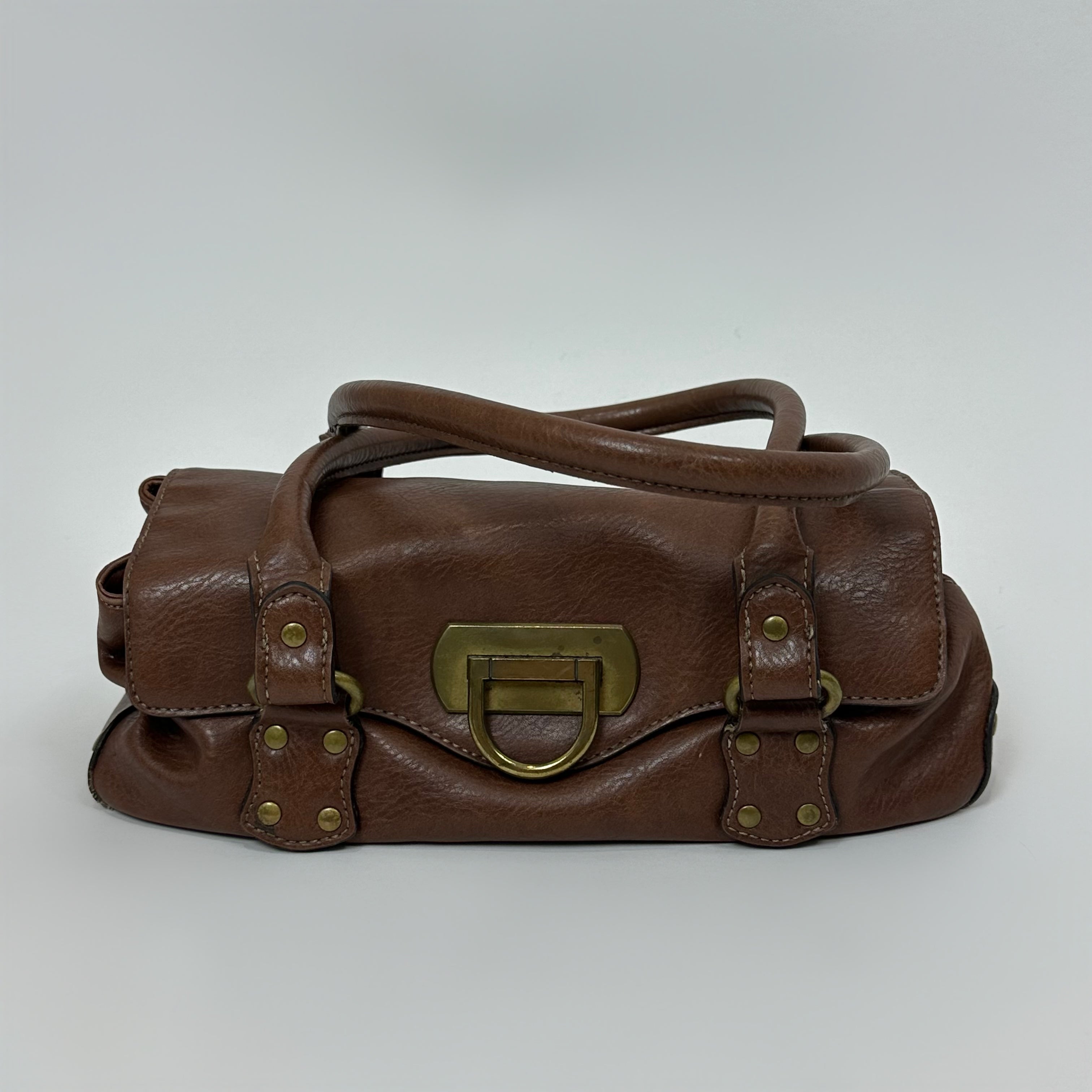 Vintage Latte Faux Leather Bag